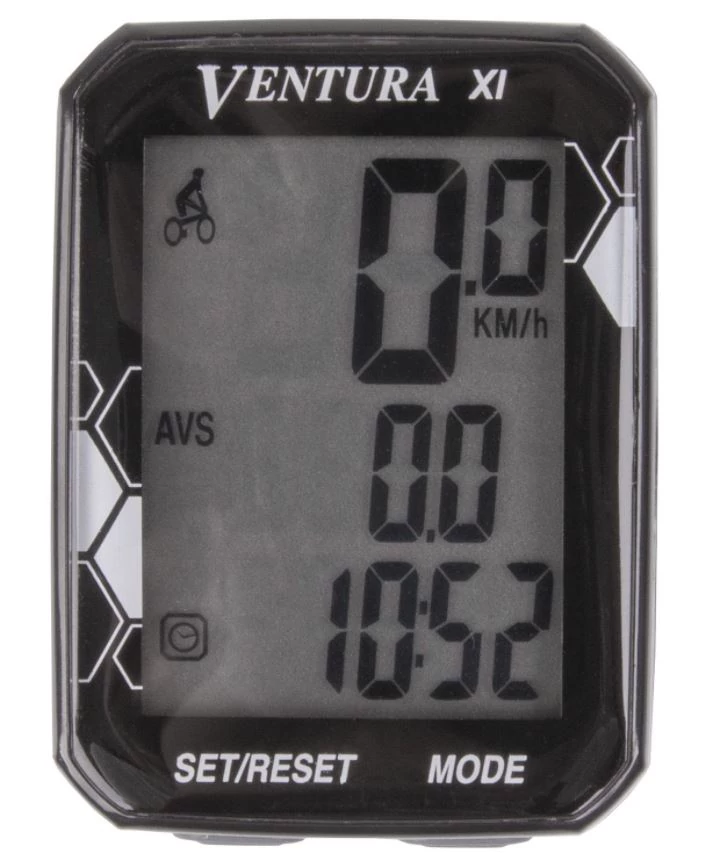 Ventura XI vezetékes kerékpár komputer, 11 funkciós, fekete