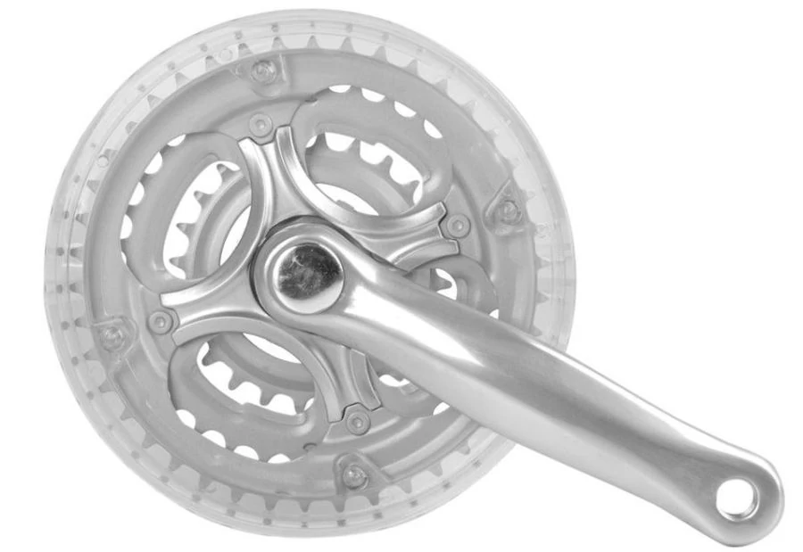 Csepel négyszögtengelyes MTB hajtómű 24-34-42T, 165 mm, LV, alu, ezüst színű