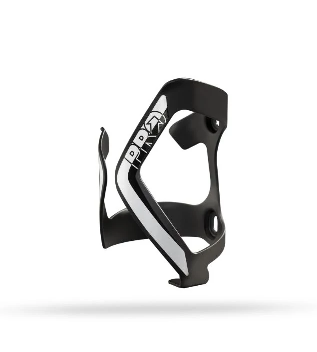Pro Bottle Side Cage Alloy alumínium kulacstartó, oldalról nyitott, balos, fekete-fehér
