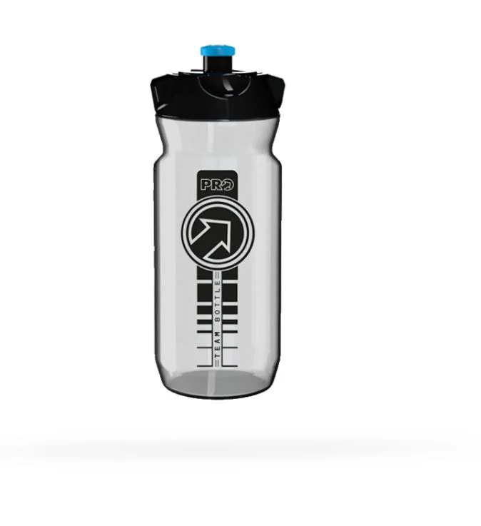 PRO Team műanyag kulacs, 600 ml, csavaros, átlátszó-fekete