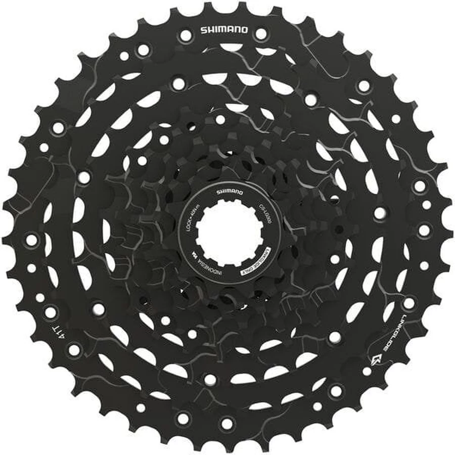 Shimano Cues CS-LG300-9 kazettás lánckeréksor, 9s, 11-41T, Linkglide, acél, fekete