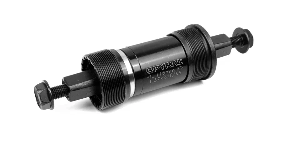 Spyral (Neco) négyszögtengelyes középcsapágy (monoblokk), 107,5 x 68 mm, acél csészés, fekete