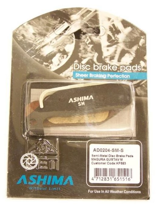 Ashima AD0204-SM-S tárcsafék betét Magura Gustav M fékekhez, acél alap, fél-fémes pofa