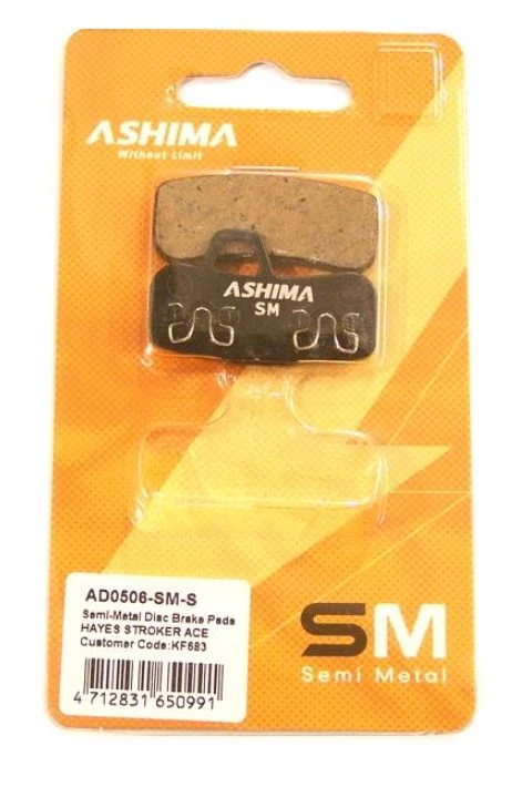 Ashima AD0506-SM-S tárcsafék betét Hayes Stroker Ace fékekhez, acél alap, fél-fémes pofa