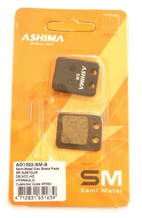 Ashima AD1302-SM-S tárcsafék betét Suntour DB XCC HD fékekhez, acél alap, fél-fémes pofa