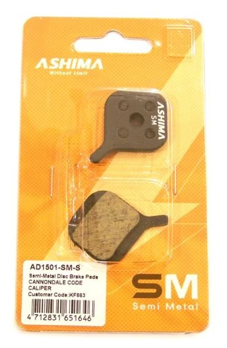 Ashima AD1501-SM-S tárcsafék betét Cannondale Code Calip fékekhez, acél alap, fél-fémes pofa