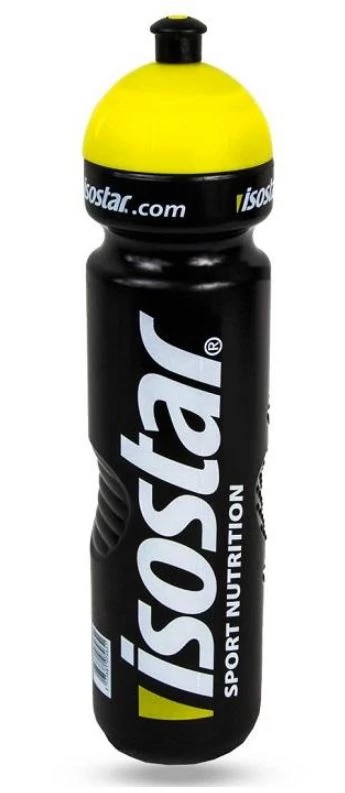 Isostar műanyag kulacs, 1000 ml, csavaros, fekete-sárga