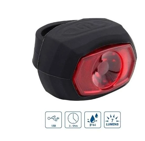 VeloGo hátsó lámpa, USB-ről tölthető, 1 Power LED, nyeregcsőre rögzíthető