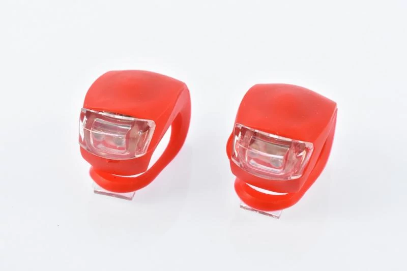 VeloGo HJ008-2 2 LED-es első + hátsó villogó szett, szilikon gumi, piros