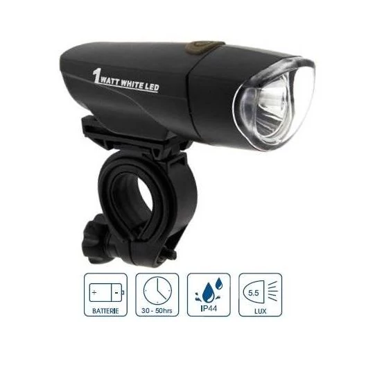 VeloGo elemes első lámpa, 1 LED, 80 lumen, fekete