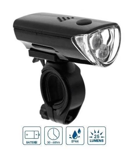 VeloGo elemes első lámpa, 3 LED, 25 lumen, fekete