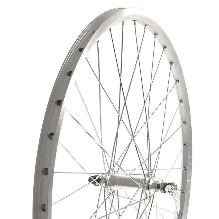 Velogo-Malvestiti 26-os (559 mm) MTB első kerék, ipari csapágyas, gyorszáras tengellyel, ezüst színű