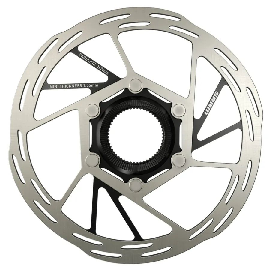 Sram Paceline féktárcsa 160 mm, Centerlock, lekerekített, ezüst-fekete