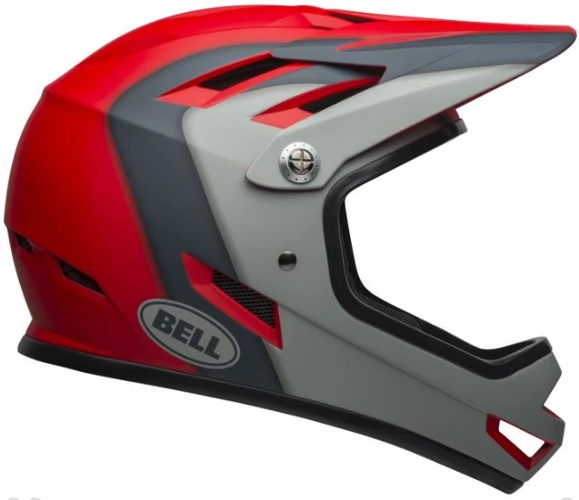 Bell Sanction fullface DH bukósisak, unisex, L-es méret (58-60cm), matt piros-szürke-ezüst