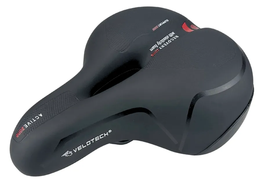 Velotech Comfort unisex komfort nyereg, 255 x 215 mm, anatómikus, gumirugós, fekete