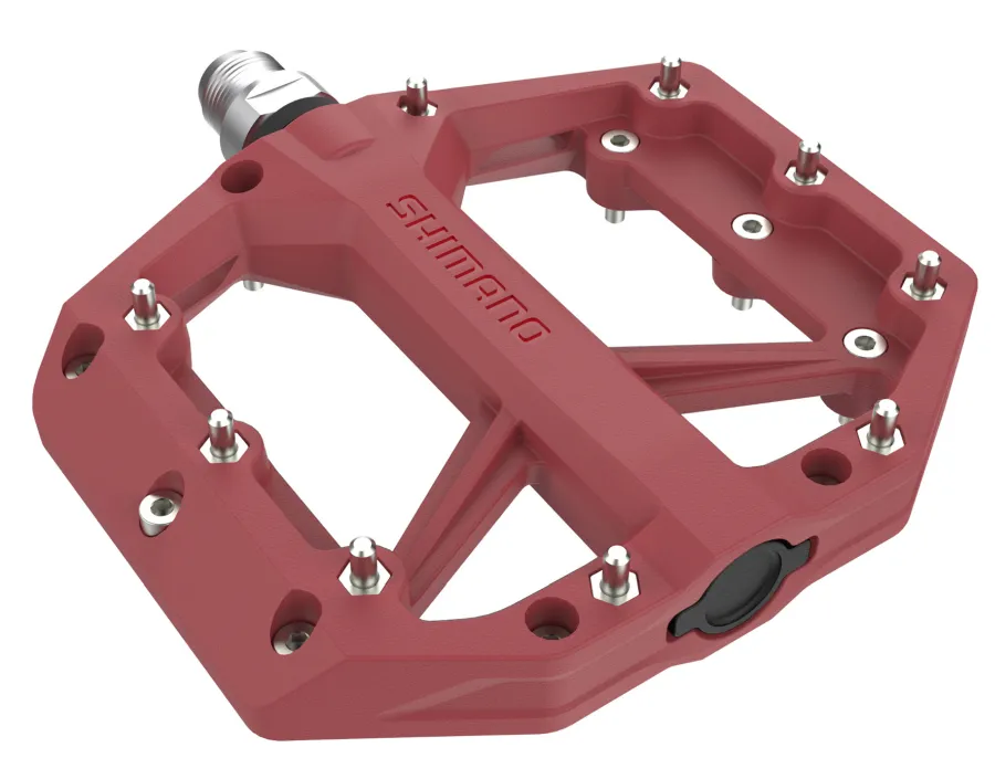 Shimano PD-GR400 platform pedál, műanyag, cserélhető szegecsekkel, piros