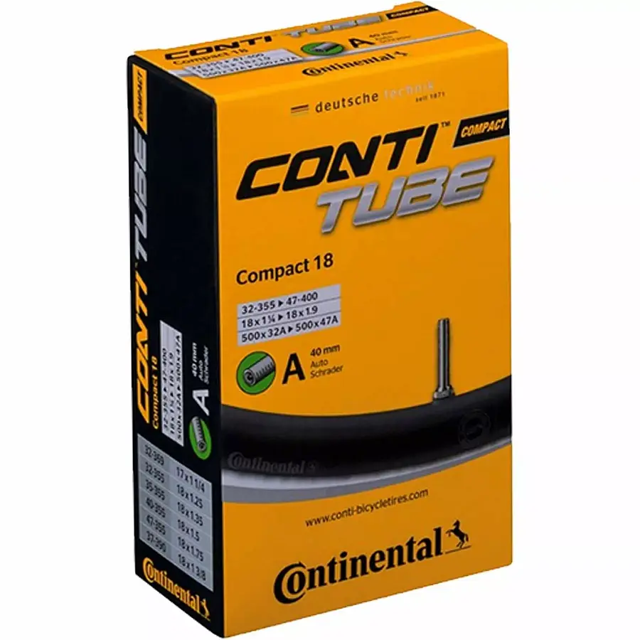Continental Compact18 18x1,25-1,90 (32/47-355/400) DO belső gumi, AV40 (40 mm hosszú szeleppel, autós)