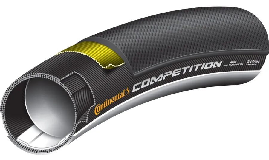 Continental Competition 22-622 (700x22c) országúti, triatlon szingó, defektvédett (Vectran Breaker), 260g, fekete