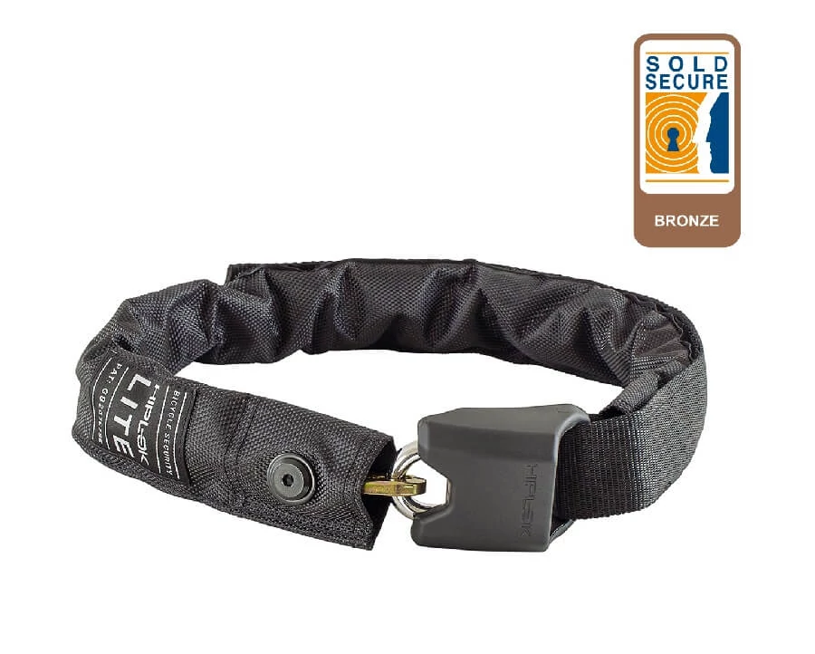 Hiplok Lite integrált láncos lakat, 75 cm x 6 mm, fekete