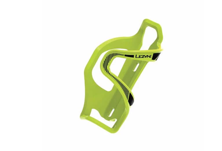 Lezyne Flow Cage SL balra nyíló kompozit műanyag kulacstartó, neon zöld