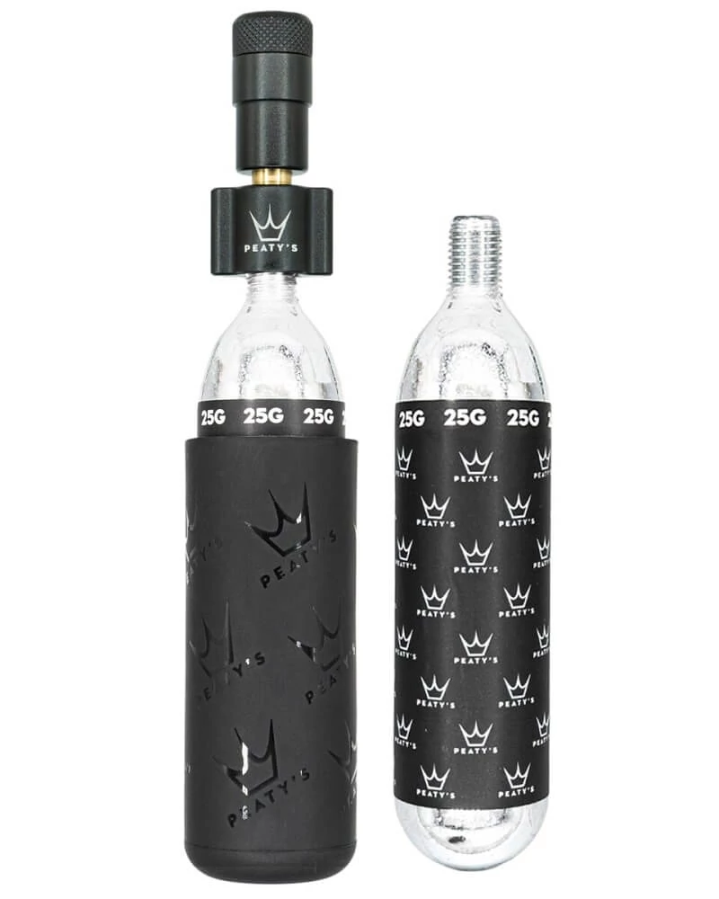 Peaty's Holeshot CO2 minipumpa, presta szelephez, 25 grammos patronnal, fekete