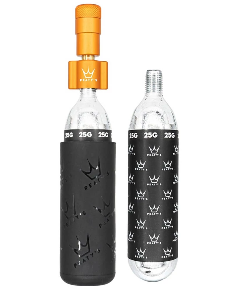 Peaty's Holeshot CO2 minipumpa, presta szelephez, 25 grammos patronnal, narancs