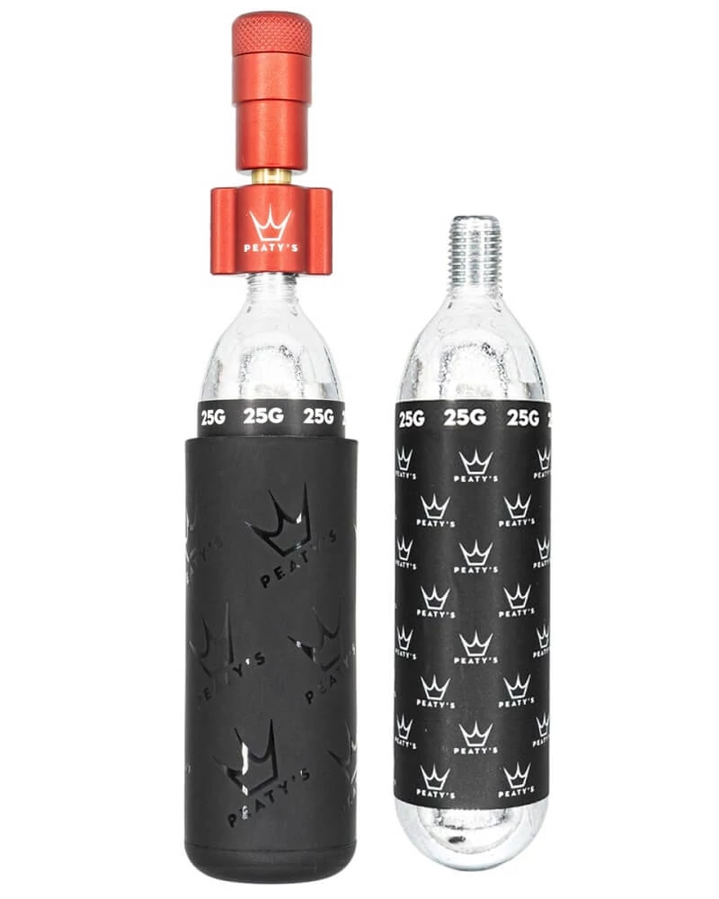 Peaty's Holeshot CO2 minipumpa, presta szelephez, 25 grammos patronnal, piros