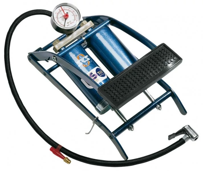 SKS Twin Air acél lábpumpa, minden szeleptípushoz, 5 bar, kék