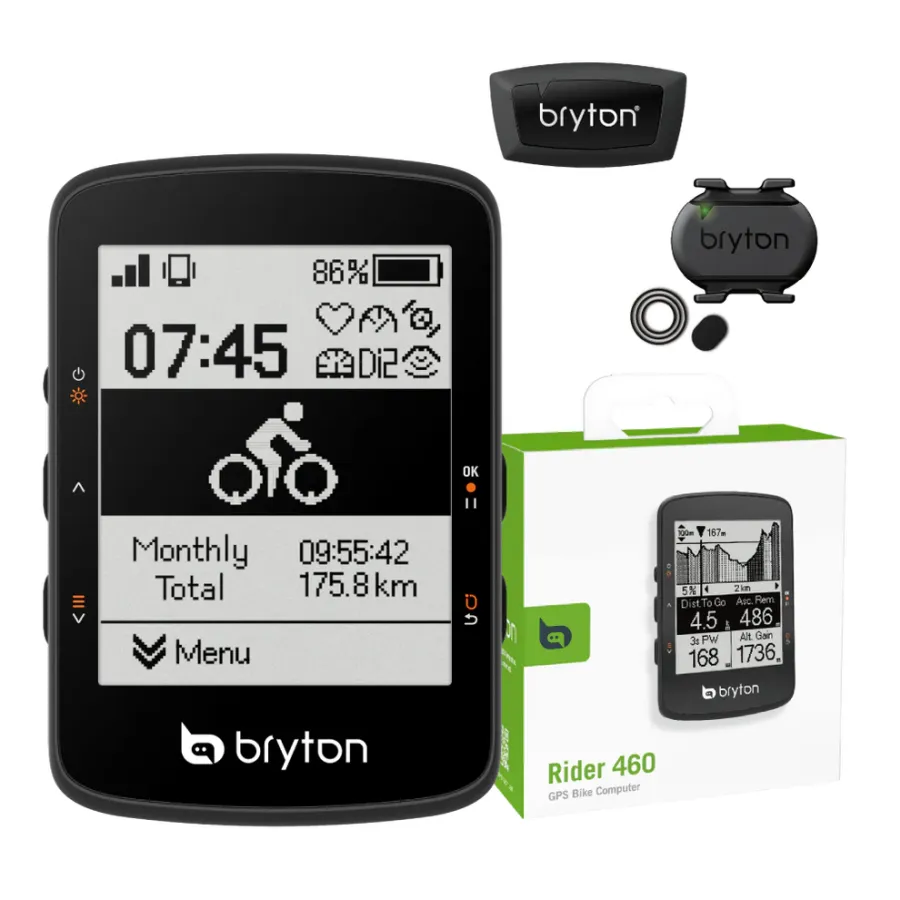 Bryton Rider 460 D Bundle GPS vezeték nélküli kerékpáros komputer szett, szenzorokkal, fekete
