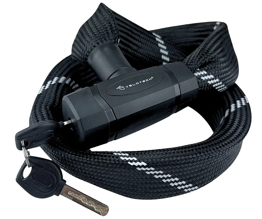 Velotech integrált kulcsos láncos lakat 90 cm x 8 mm, fekete