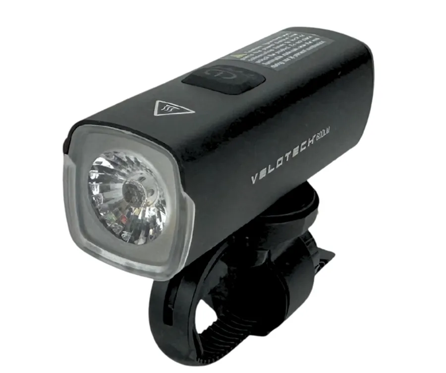 Velotech Vega 600 USB-ről tölthető első lámpa, 600 lumen, fekete
