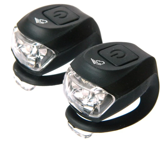 Velotech 2 LED-es első + hátsó villogó szett, szilikon gumi, fekete
