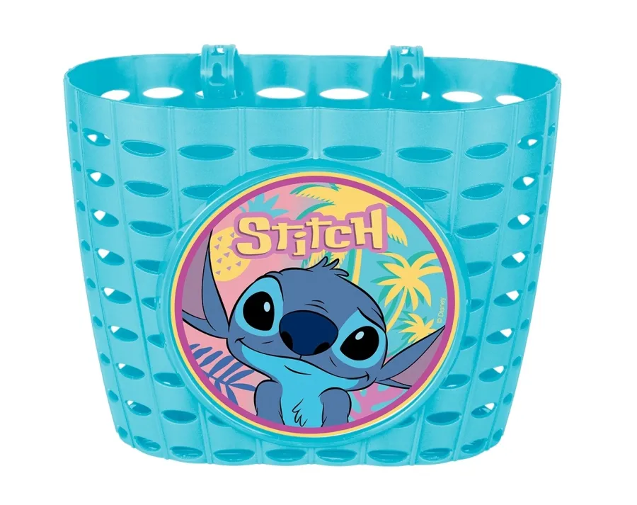Csepel Disney Stitch műanyag kosár gyerek kerékpárra, türkizkék