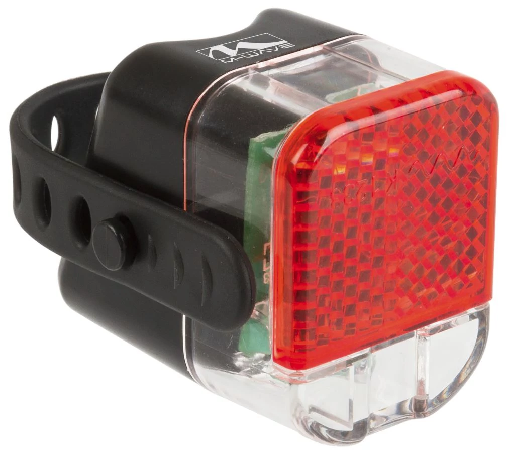 M-Wave Mini elemes hátsó lámpa nyeregcsőre, prizmával, 1 LED