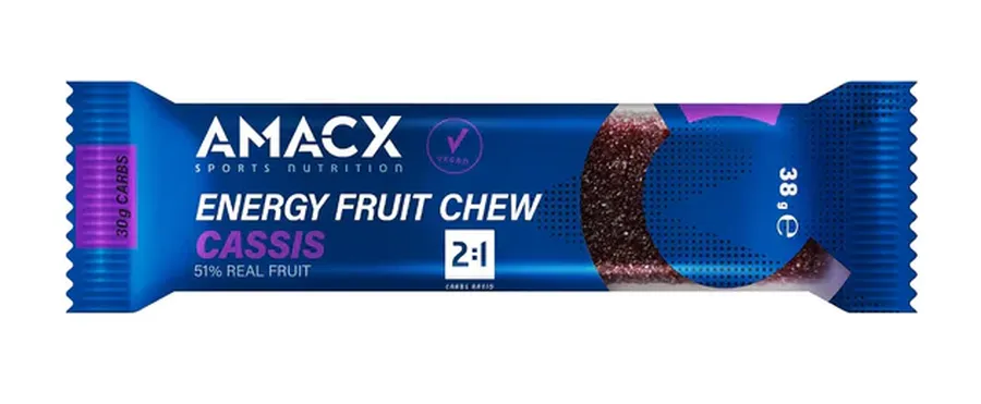 Amacx Energy Fruit Chew Cassis energia szelet, 38g, 1db, feketeribizli ízű