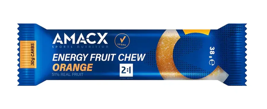 Amacx Energy Fruit Chew Orange energia szelet, 38g, 1db, narancs ízű