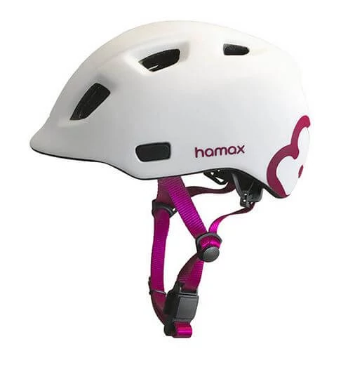 Hamax Thundercap gyerek bukósisak, M-es (52-56 cm), fehér, rózsaszín logóval
