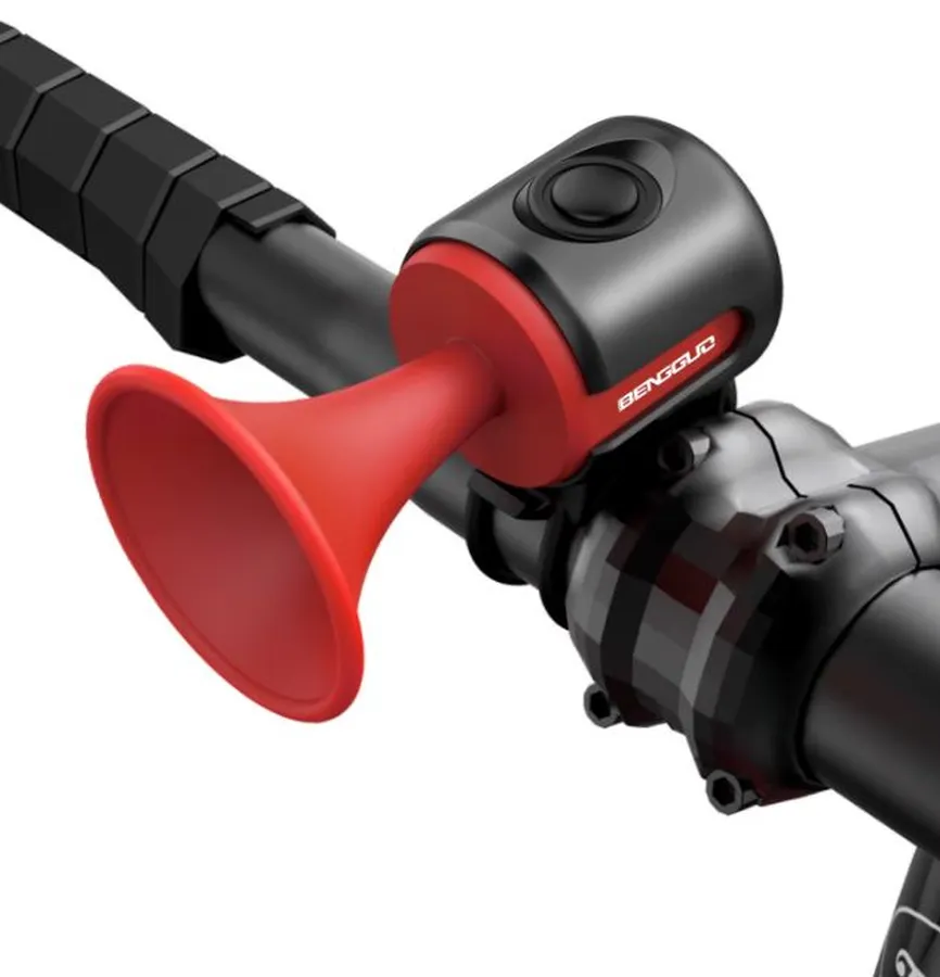 Spyral elektromos kerékpár duda, USB-ről tölthető, 120 dB, piros