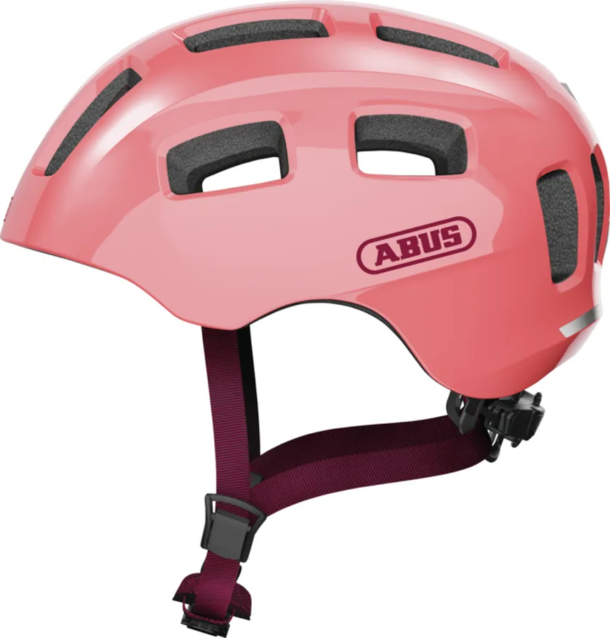 Abus Youn-I 2.0 gyerek bukósisak, LED világítással, M-es méret (52-57 cm), korallrózsaszín