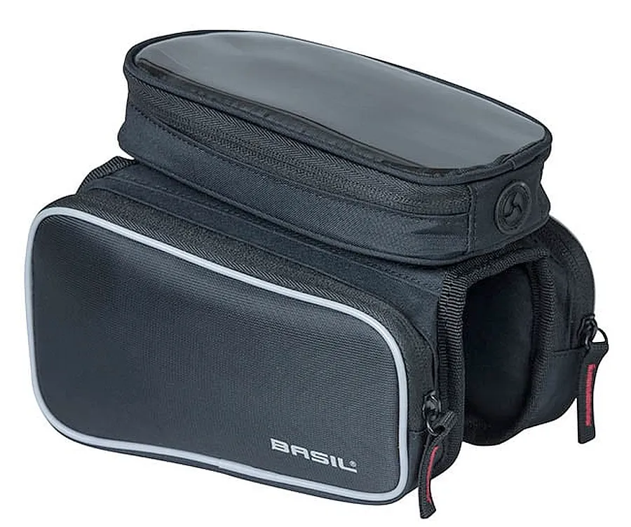 Basil Sport Design M három rekeszes váztáska felsőcsőre, tépőzáras, 1,5L, fekete