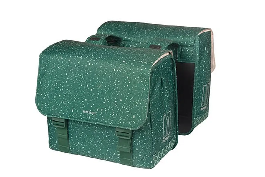 Basil Flair Double Bag két részes táska csomagtartóra, oldalra, 2x17L, zöld