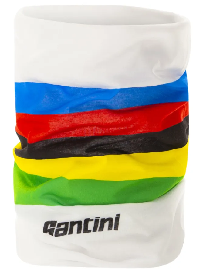 Santini UCI World champion nyakmelegítő csősál, fehér-szivárványszínű