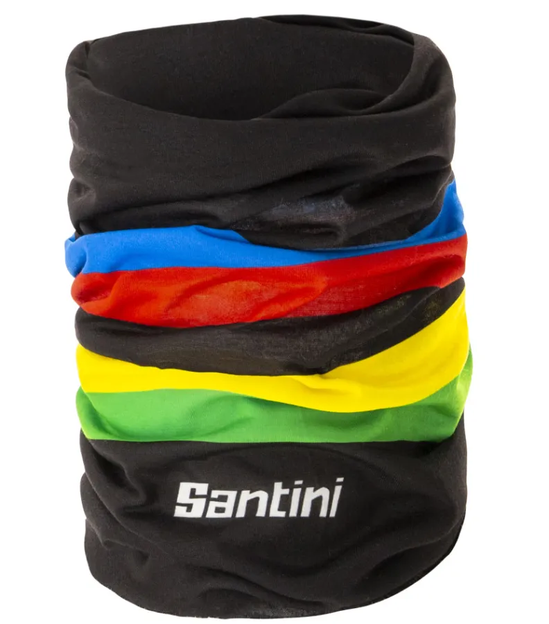 Santini UCI World champion nyakmelegítő csősál, fekete-szivárványszínű