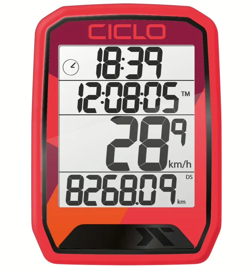 CicloSport Protos 113 vezetékes kerékpár komputer, 13 funkciós, piros