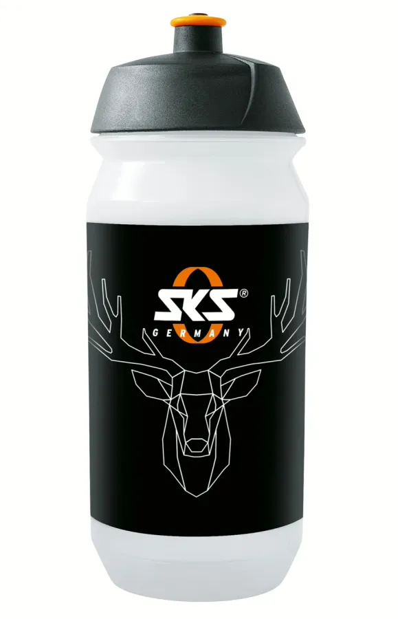 SKS Deer's Head műanyag kulacs, 500 ml, csavaros, átlátszó-szarvasos