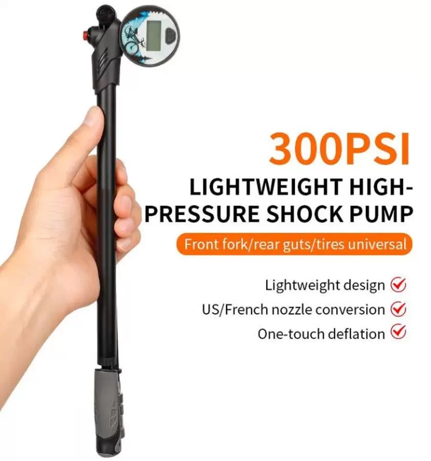 Spyral ESLNF Shock digitális nyomásmérős teleszkóp pumpa, alumínium, 20 bar, fekete