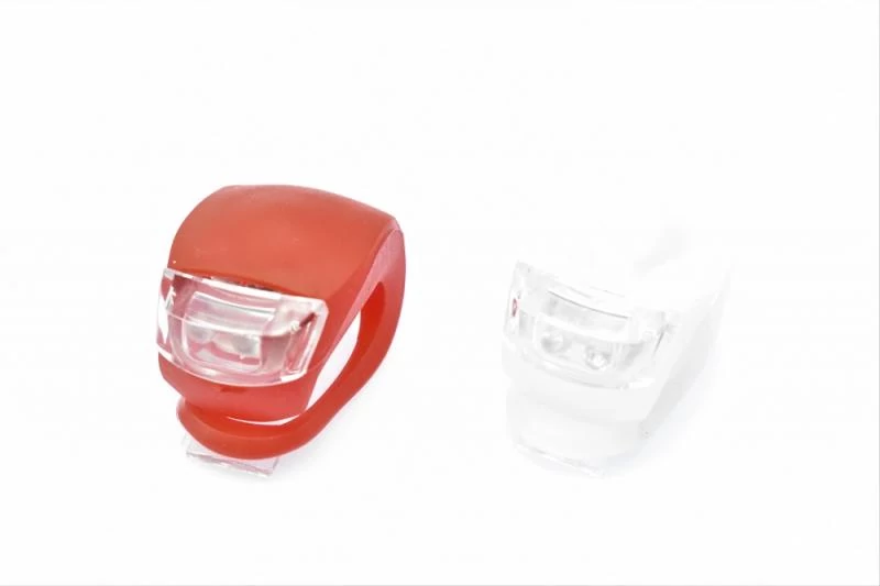 VeloGo B-1203 2 LED-es első + hátsó villogó szett, szilikon gumi, fehér - piros