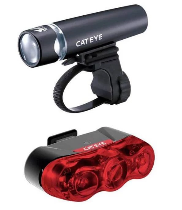 Cateye HL-EL010 Uno első és TL-LD630 Rapid 3 hátsó lámpa szett, elemes